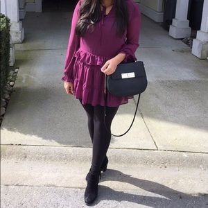 Chiffon sheer ruffle dress M